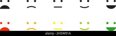 Rating emotion icon set. Feedback emoji, vector illustration in flat style Stock Vector