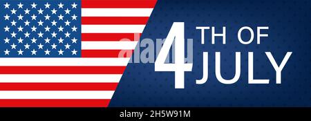 4th of July, United States of America Independence Day banner. USA flag. Vector blue star background illustration Stock Vector