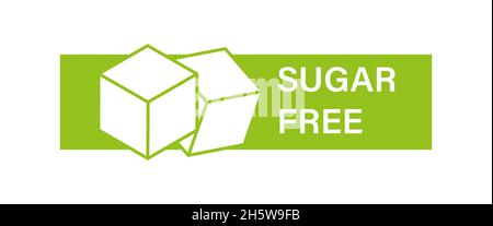 Green sugar free logo on white background in flat style. Organic food vector illustration Stock Vector