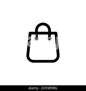 Bag black icon isolated. Gift shop, vector flat illustration Stock Vector