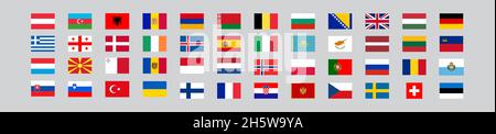 European country flag. 48 national flags. Vector set isolated icons Stock Vector