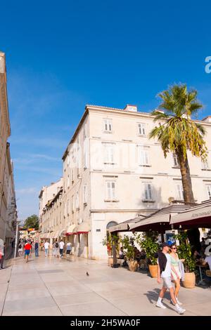 Corner of Marmontova and Riva, seaside promenade in the center, Split, Croatia Stock Photo