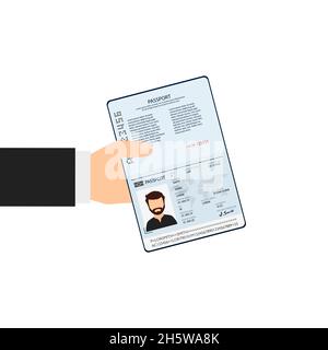 Passport in hand. World travel concept. Vector illustration in flat style Stock Vector