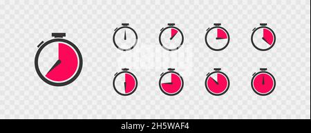 Stopwatch icon set. Timer in flat style. Vector illustration Stock Vector