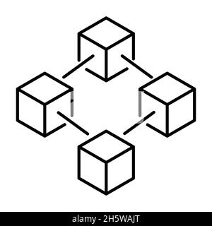 Blockchain icon. Line art style. Vector block chain symbol or logo element Stock Vector