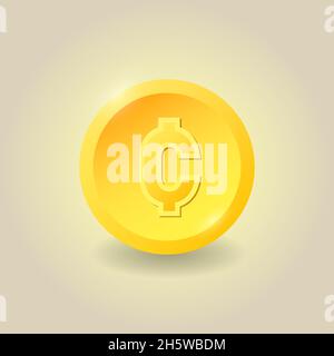 Ghanaian cedi coin. Ghana monetary currency symbol. Cryptocurrency. Vector illustration. Stock Vector