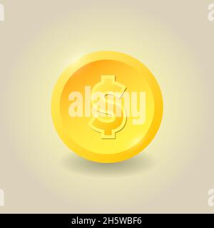 Gold dollar coin. Finance sign concept for websites, web design, mobile app, infographics. Vector illustration. Stock Vector
