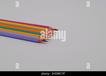 Photo of several crayons with white background Stock Photo