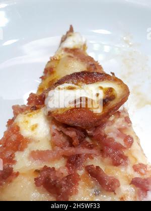 pepperoni pizza with catupiry on a table. Stock Photo