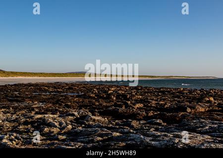 A remote beach on the island of South Uist in the Western Isles Stock Photo