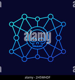 malware spread, cyber attacks line vector icon Stock Vector