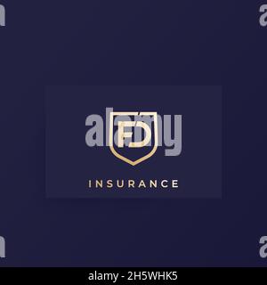 FD letters, logo design on a card Stock Vector