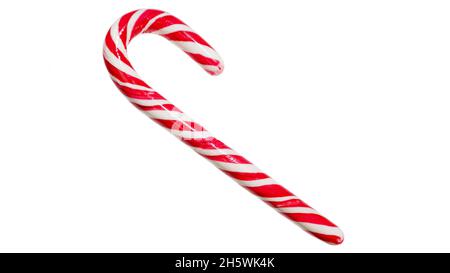 Christmas lollipop isolated on white background. Traditional New Year's candy. Christmas tree decoration cane Stock Photo