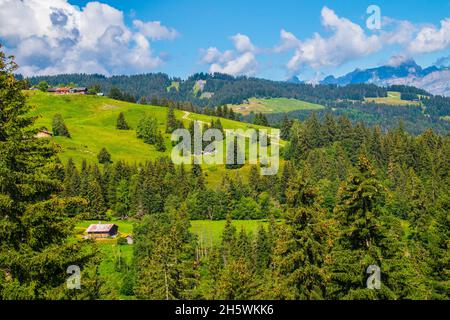 Beautiful landscape of the Alps in France in summer. Saint Nicolas de Verosce in Haute-Savoie Stock Photo