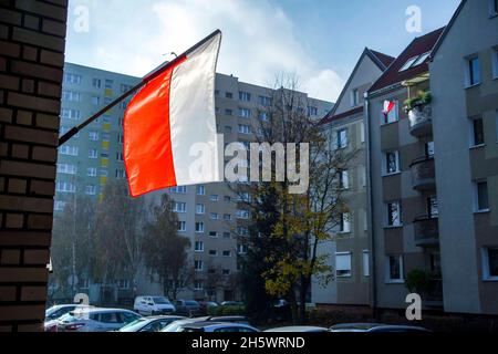 Poznan, Wielkopolska, Poland. 11th Nov, 2021. The decorated public space in Poznan on the Independence Day of Poland. EDITORIAL USE ONLY. The publication in the negative context is forbidden. (Credit Image: © Dawid Tatarkiewicz/ZUMA Press Wire) Credit: ZUMA Press, Inc./Alamy Live News Stock Photo
