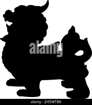 Silhouette the mythical creature Kylin Oilins. Stock Vector