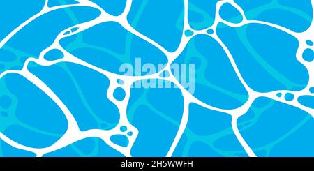 Water surface, aqua pattern flat backdrop, ocean blue lagoon background. Stock Vector