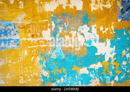 Abstract painted old cracked weathered cement wall background texture Stock Photo