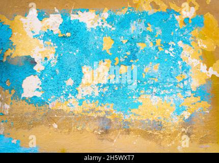 Abstract painted old cracked weathered cement wall background texture Stock Photo