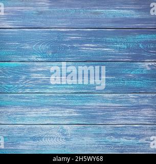Blue painted wooden planks background or texture. Closeup Stock Photo