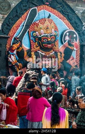 Kal Bhairab shrine on Durbar Square, Kathmandu, Nepal Stock Photo