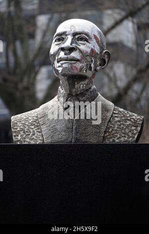 Rev Benjamin Lowry monument statue in Prospect Heights neighborhood of Brooklyn NYC Stock Photo