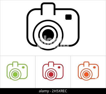 Camera outline icon on a white background. Editable strokes. Vector illustration. Stock Vector