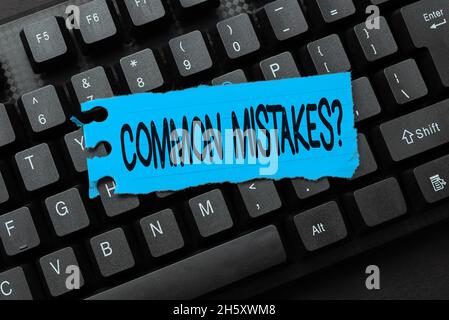 Handwriting text Common Mistakes Question. Business overview repeat act or judgement misguided making something wrong Abstract Recording List Of Stock Photo
