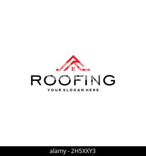 minimalist ROOFING real estate chimney logo Stock Vector