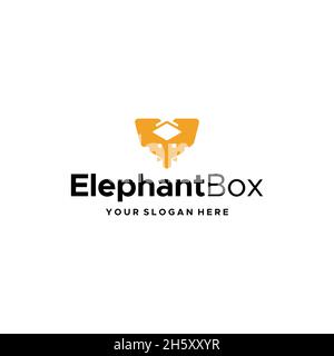 minimalist ElephantBox eye trunk ear Logo design Stock Vector