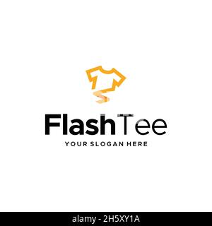 minimalist Flash Tee clothing t shirt logo design Stock Vector