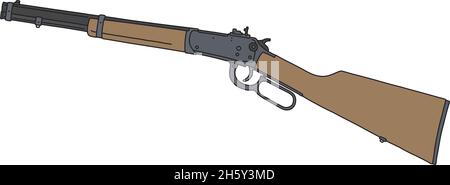 The vectorized hand drawing of a recent winchester repeating rifle Stock Vector