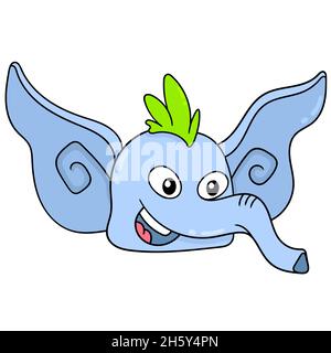 long trunk elephant animal head smiling Stock Vector