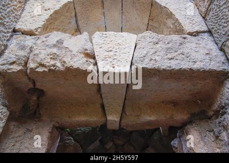 stone lintel over the passage is made Stock Photo