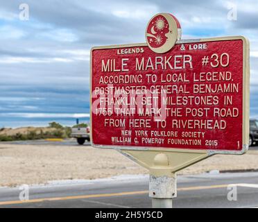 Mile Marker number 30, Orient Point, Long Island, NY Stock Photo