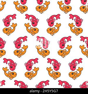 yin yang fish seamless repeat pattern Stock Vector