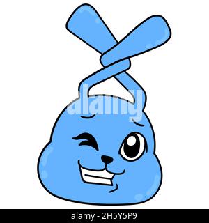 blue rabbit winks and smiles seductively Stock Vector