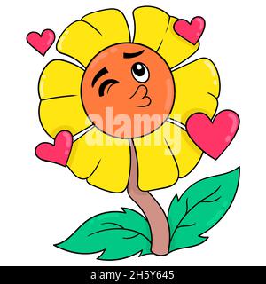 sunflowers welcome spring full of love Stock Vector