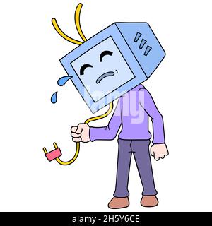 television monster is crying sadly losing power Stock Vector