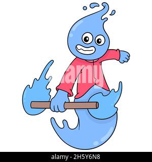 water monster controlling water with martial arts Stock Vector