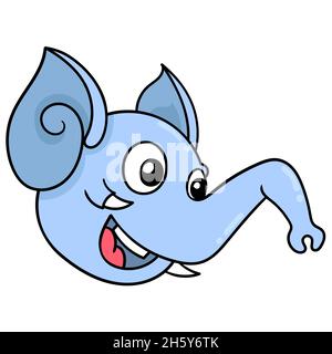 long trunk elephant animal head is smiling Stock Vector