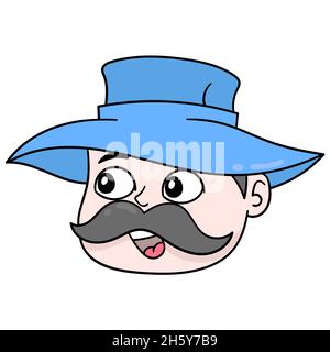 the head of the cowboy father with a thick mustache Stock Vector