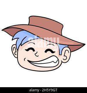 cool faced boy wearing a cowboy Stock Vector