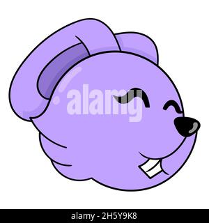 purple rabbit head smiling happily Stock Vector