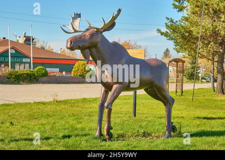 The Moose Motel is a simple motel located in Smooth Rock Falls Ontario Canada. Stock Photo