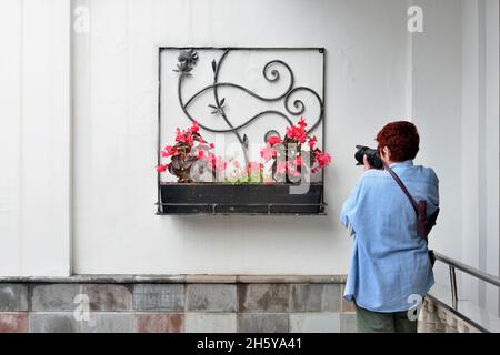 Decor in the breezeway lobby of the Anahi boutique hotel Quito