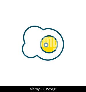 Fried egg sunny side up. Pixel perfect, editable stroke colorful icon Stock Vector