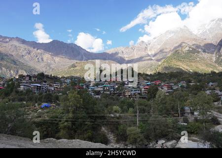 Sangla is a town in the Baspa Valley, also referred to as the Sangla valley, in the Kinnaur District of Himachal Pradesh, India, close to the Tibetan Stock Photo