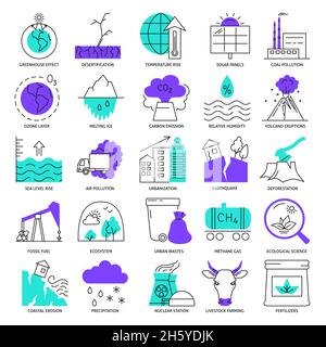 ecological damage line icon, outline symbol, vector illustration ...