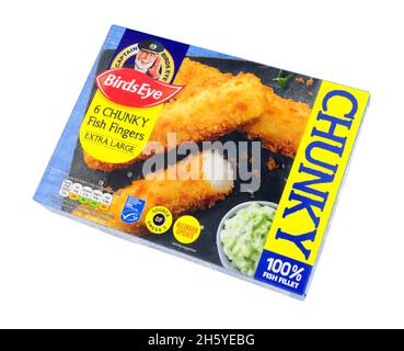 Birds Eye frozen jumbo chunky extra large fish fingers with breadcrumb coating Stock Photo